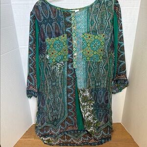 Westport 1962 1X Bohemian Green Paisley Tunic Top